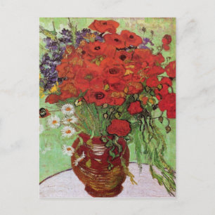 Cartão Postal Poppies vermelhos e margaridas por Vincent Van Gog