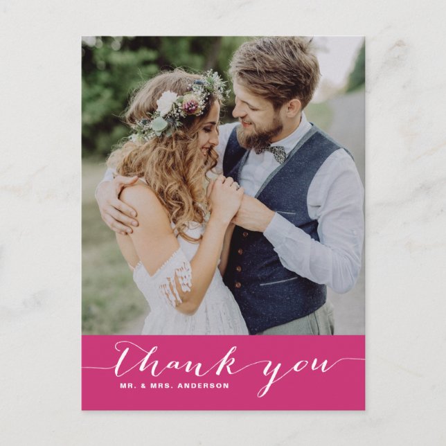 Cartão Postal Poppy | Script Wedding Obrigado Cartão-Postal Vert (Frente)