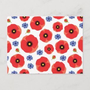 Cartão Postal Poppys E Cornflower Patterno