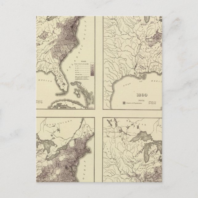 Cartão Postal População dos EUA 1790-1820 (Frente)