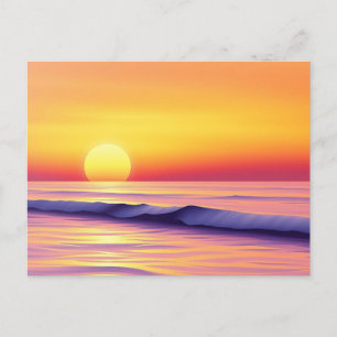 Cartão Postal Pôr do Sol Abstrato Sonhador Sobre uma Cena de Oce