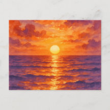 Pôr do Sol Ardente - Estilo de Pintura em Aquarela