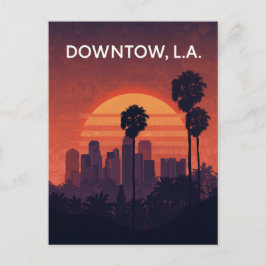 Cartão Postal Pôr do sol da palmeira de Los Angeles