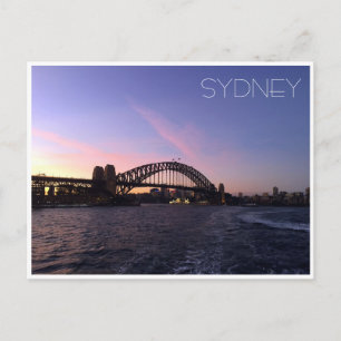Cartão Postal pôr do sol da ponte de sydney harbor