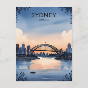 Cartão Postal Pôr do sol da silhueta de Sydney Austrália Viagem 