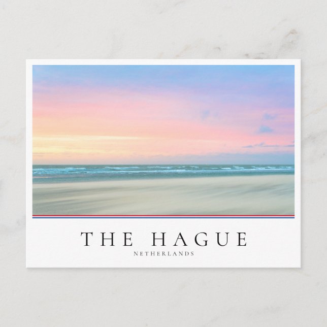 Cartão Postal pôr do sol de abstrato na praia em Haia (Frente)