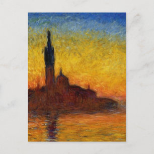 Cartão Postal Pôr do Sol de Monet Veneza Impressionismo Artístic