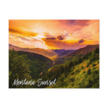 Por do sol de Montana sobre montanhas River Valley