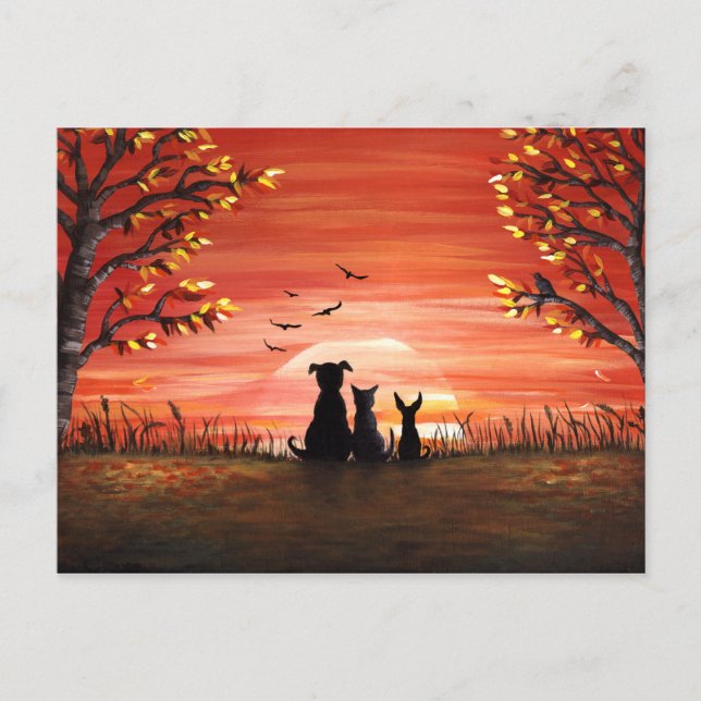 Cartão Postal Pôr do Sol de Outono (Frente)