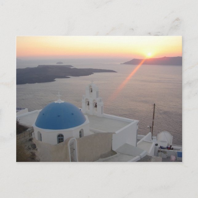 Cartão Postal Por do sol de Santorini (Frente)