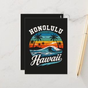 Cartão Postal Pôr do sol de surf em Honolulu Havaí