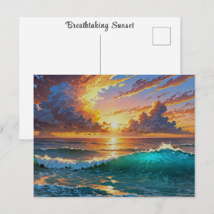 Cartão Postal Pôr do sol de tirar o fôlego Nascer do sol Ondas d