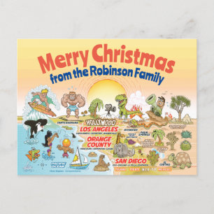 Cartão Postal Pôr do Sol do Sul da Califórnia Natal Personalizad