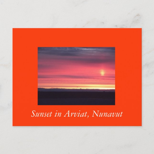 Cartão Postal Pôr do sol em Arviat, Cartão-postal Nunavut (Frente)