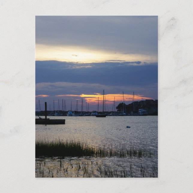 Cartão Postal Pôr Do Sol Em Folly Harbor (Frente)