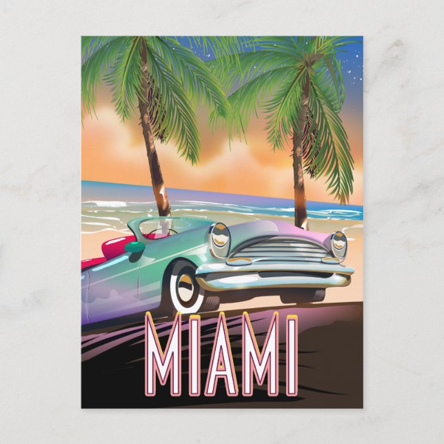 Cartão Postal Pôr do sol em Miami (Frente)