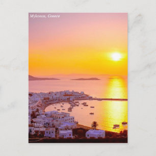 Cartão Postal Pôr do sol em Mykonos, Grécia
