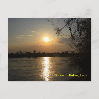 Cartão Postal Pôr do sol em Pakse