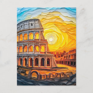 Cartão Postal Pôr do sol em quilling no Coliseu em Roma
