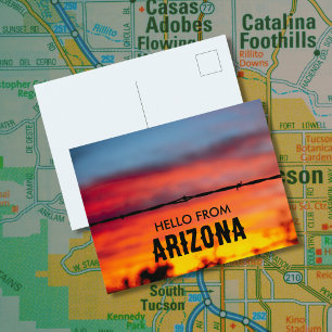 Cartão Postal Pôr do Sol em Tucson Arizona   Fotografia Original