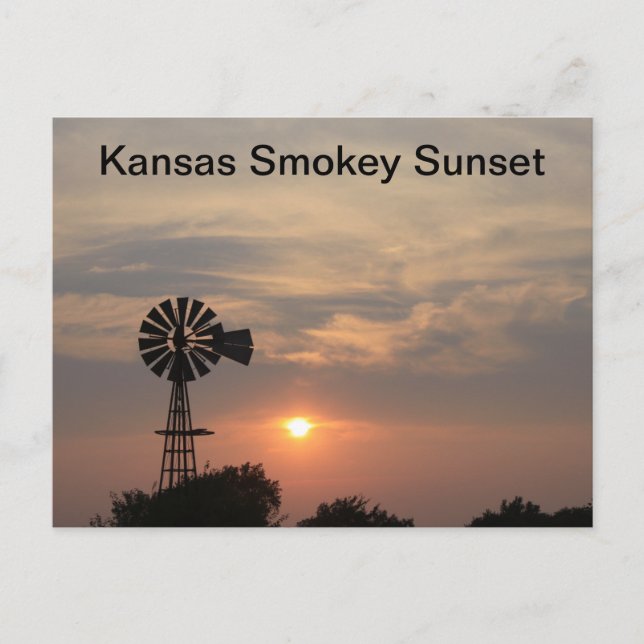 Cartão Postal Pôr do sol enevoado no Kansas (Frente)