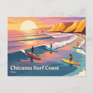 Cartão Postal Pôr do sol moderno de surf Chicama Peru