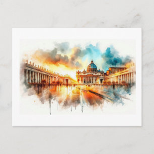 Cartão Postal Pôr do sol na Cidade do Vaticano,
