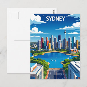 Cartão Postal Pôr do sol na paisagem urbana de Sydney Austrália