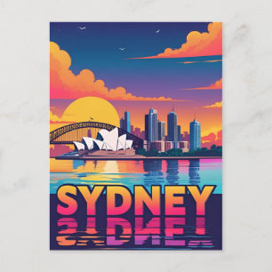 Cartão Postal Pôr do sol na paisagem urbana de Sydney Austrália