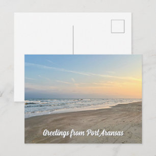 Cartão Postal Pôr do sol na praia de Port Aransas Texas Fotograf