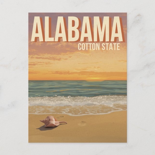 Cartão Postal Pôr do Sol na Praia do Alabama (Frente)