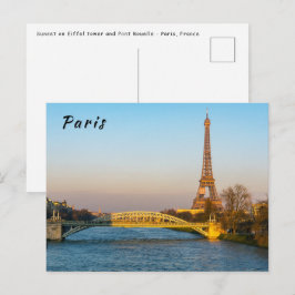 Cartão Postal Pôr do sol na torre Eiffel e Pont Rouelle - Paris