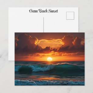 Cartão Postal Pôr do sol nascer do sol Oceano Praia Ondas Impres