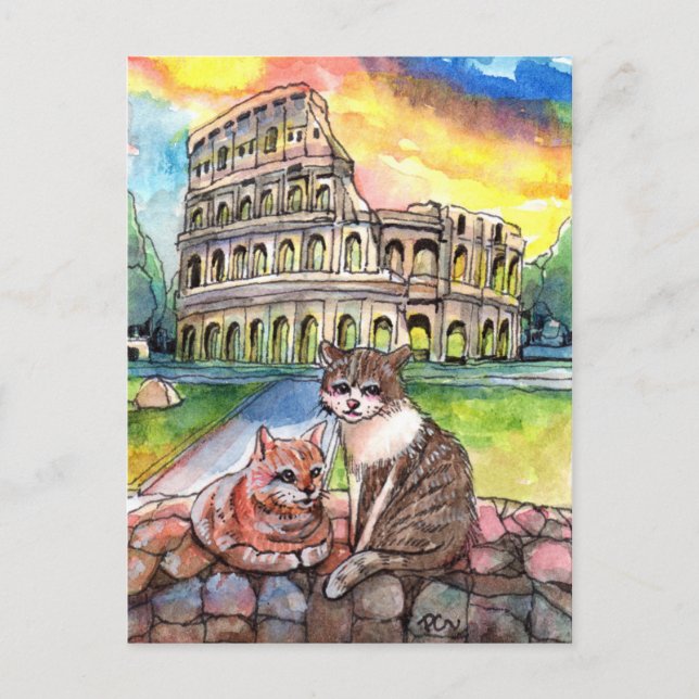 Cartão Postal Pôr do sol no Coliseu (Frente)