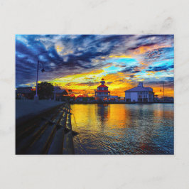 Cartão Postal Pôr do sol no farol do Canal de Nova Bacia