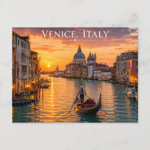Cartão Postal Pôr do Sol no Grande Canal de Veneza