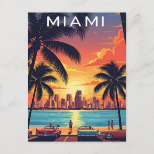 Cartão Postal Pôr do Sol no Horizonte de Miami
