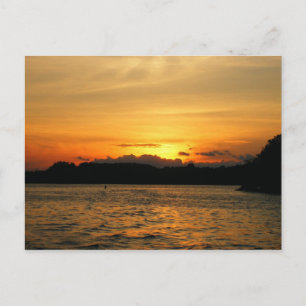 Cartão Postal Pôr do sol no lago