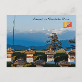 Cartão Postal Pôr do sol no Passo Dochula - Butão, Himalaia