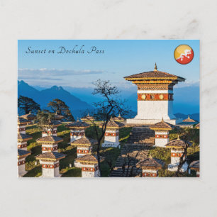 Cartão Postal Pôr do sol no Passo Dochula - Butão, Himalaia
