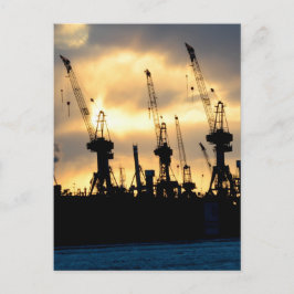 Cartão Postal Pôr do sol no porto de Hamburgo - Hamburgo