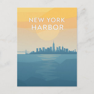 Cartão Postal Pôr do Sol no Porto de Nova York
