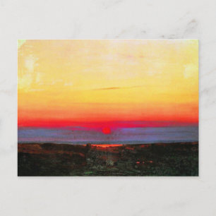 Cartão Postal Pôr do sol nos degraus pelo mar, belas artes