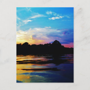 Cartão Postal pôr do sol Rainbow na montanha Lake