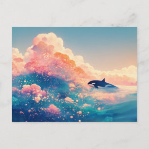 Cartão Postal Pôr do Sol Rosa Flor de Orca Surreal