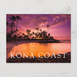Cartão Postal Pôr do sol rosa na praia do Havaí
