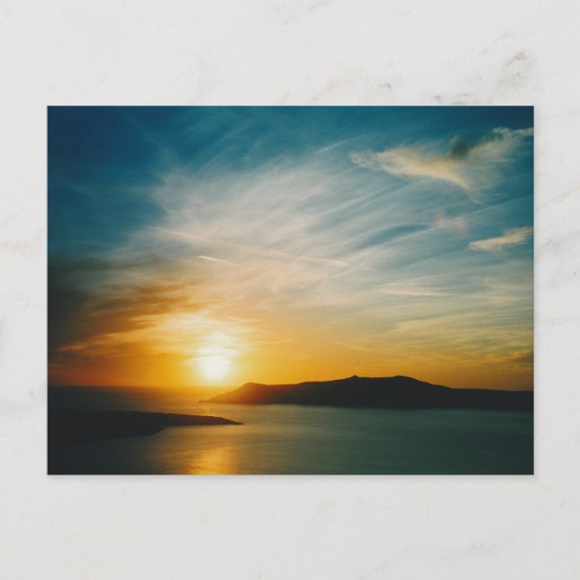 Cartão Postal pôr do sol Santorini, Grécia (Frente)
