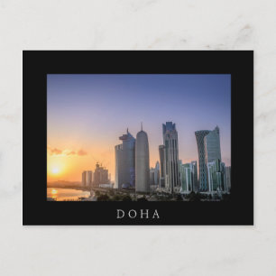 Cartão Postal Pôr do sol sobre a cidade de Doha, Catar
