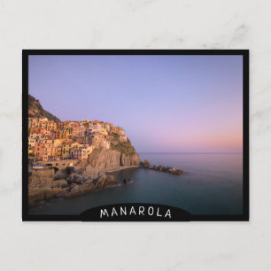 Cartão Postal Pôr do sol sobre a vila de Manarola em Cinque Terr