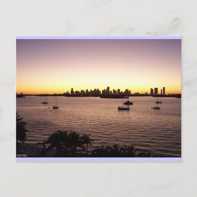 Cartão Postal Pôr do sol sobre Miami (Frente)
